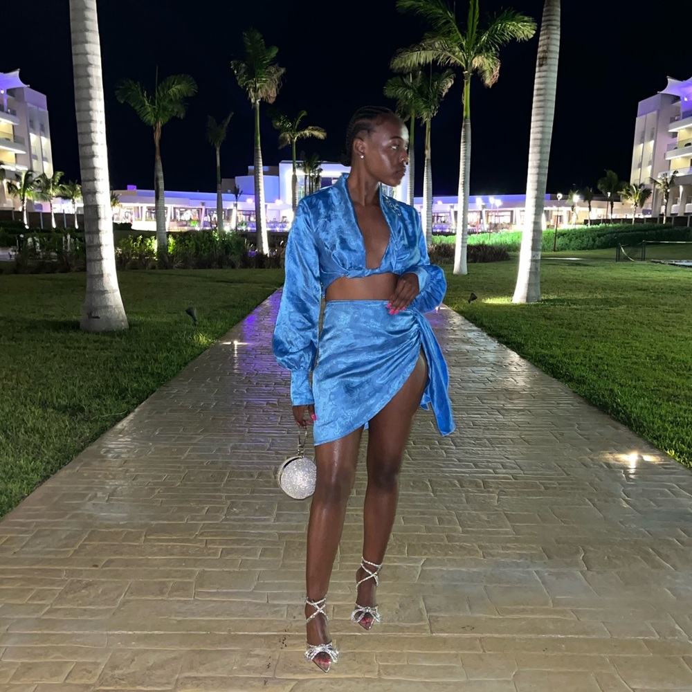 Satin Blue 2 piece